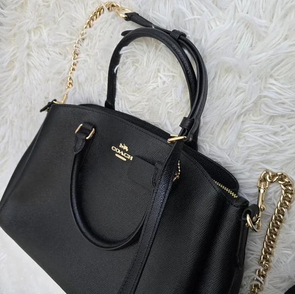Coach Black And Gold Leather Women's Crossbosy Bag - Picture 5 of 16